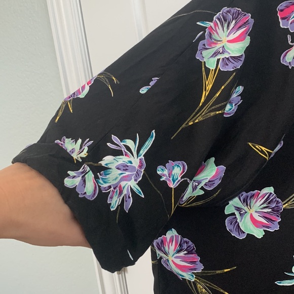 Vans Tropical Flower Print Button Down Top Black size S - Picture 3 of 9